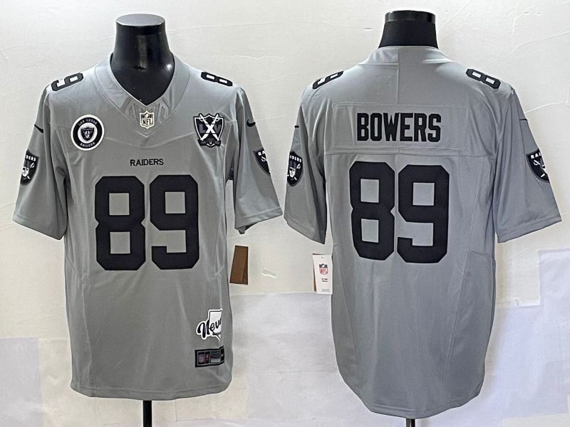 Men 2025 Oakland Raiders #89 Bowers Grey Throwback Three generations Nike Limited NFL Jersey style 2->new york yankees->MLB Jersey
